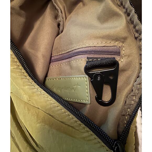 Free People Movement Cold Shoulder Sling Bag Olive Green Ivory Pockets NWOT - Picture 12 of 15